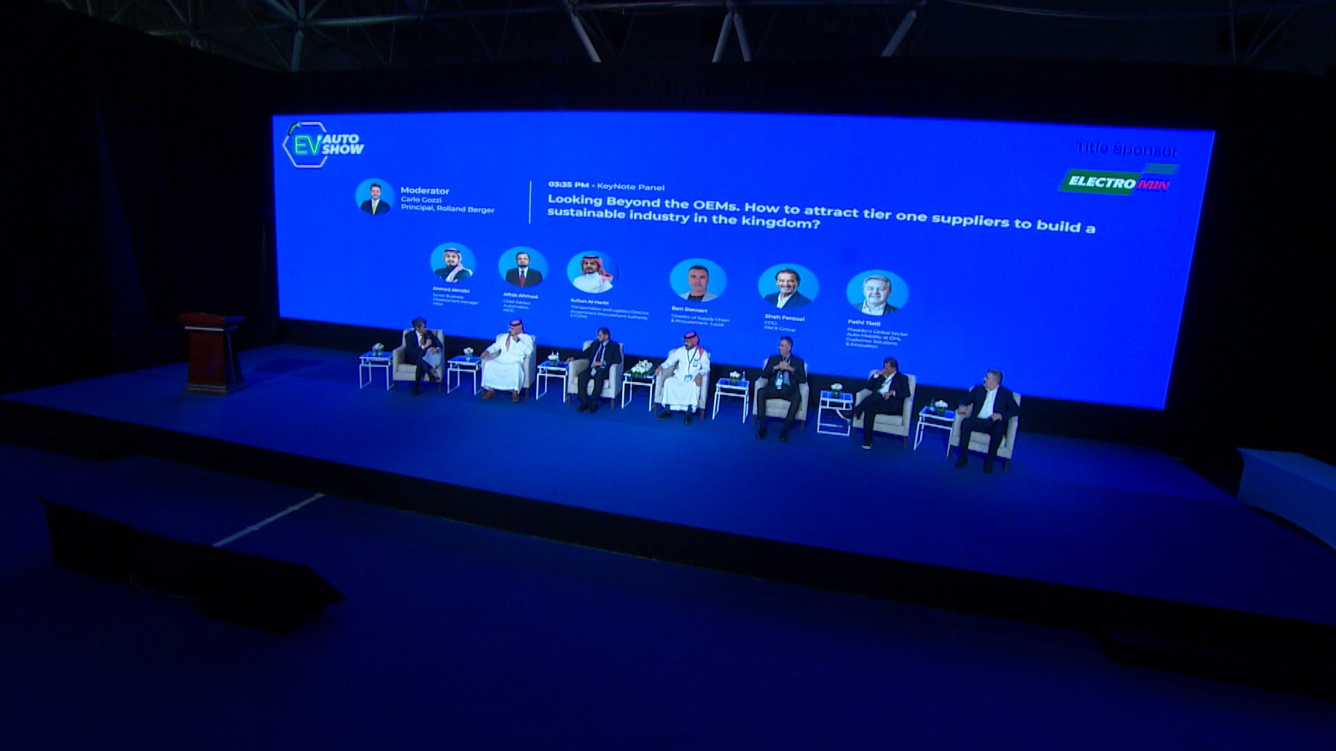 EV Auto Show keynote panel on stage